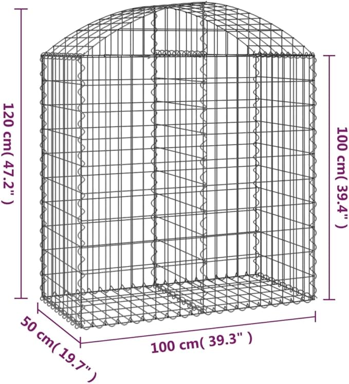 Gabion Basket Silver Galvanized Iron 39.4x39.4x47.2 Inches Rectangular Outdoor Planter Box for Garden Bed Landscaping