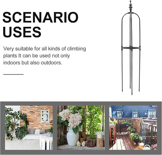 VICASKY Black 8mm Vine Climbing Rack and Garden Trellis for Indoor Outdoor Plants 20cm Diameter U-Shaped Climbing Frame 90cm Height Plant Support Structure