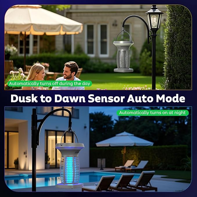 Solar Bug Zapper Outdoor Mosquito Zapper Outdoor Waterproof Electric Fly Zapper Rechargeable Mosquito Killer with Solar Panel 4200V Fly Trap Indoor for Home Backyard Patio Garden Camping