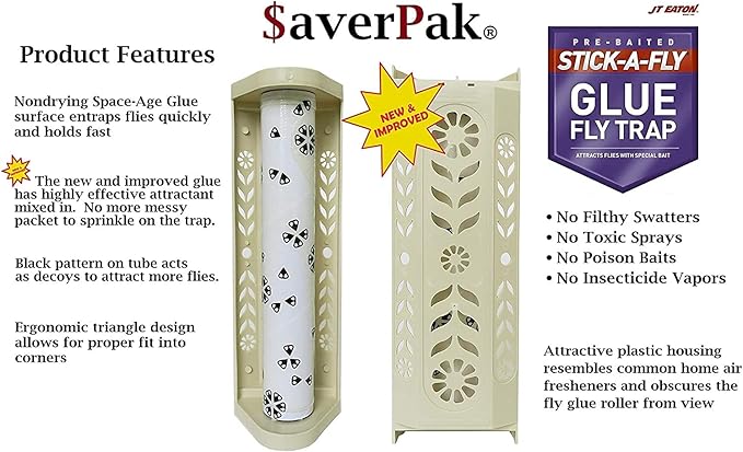 $averPak JT Eaton Stick-A-Fly Glue Fly Stick Trap (12 Pack) Case Pack
