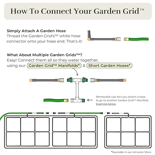 Garden Grid Watering System | Square Foot Gardening Grid &amp Irrigation in One | Pre-Assembled Watering Grid and Square Foot Garden Style Planting Template | USA-Made Quality | Size: 4x6 – Dims: 44