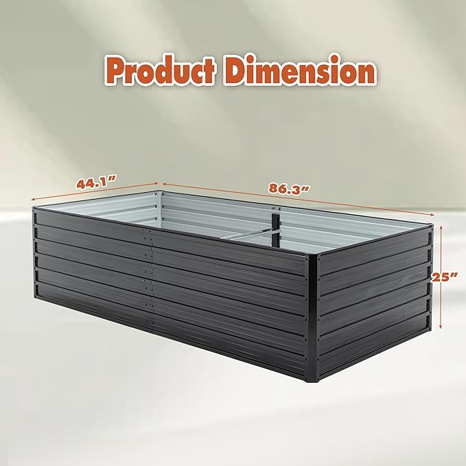 Galvanized Raised Garden Bed Kit Outdoor 8x4x2 FT Metal Planter Boxes Set Large Rectangle Planters Garden Vegetable &amp Flower Beds for Herbs Fruits Planting Backyard Patio (8X4X2FT)