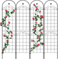 4 Pack Large Garden Trellis 86.7 H x 19.7 W Heavy Duty Rustproof Black Iron Plant Trellis for Potted Plant Support Metal Climbing Rose Trellis Vine Vegetable Cucumber