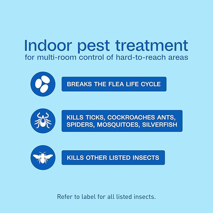 ADAMS Plus Flea &amp Tick Indoor Fogger 3 x 3 oz Cans Kills Fleas Flea Eggs Ants House Flies Cockroaches Mosquitoes and Many Other Pests Indoor House Treatment Each Fogger Treats 375 sq ft