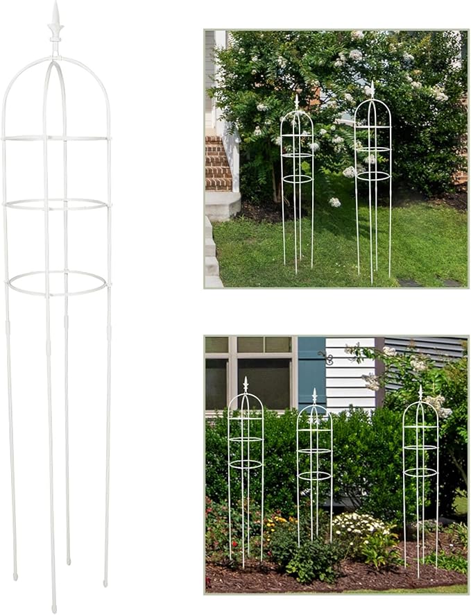 Luxshiny Outdoor Metal Climbing Plants Trellis Obelisk 31cm Diameter X 1.6m High Plant Support Frame for Garden Vines and Roses