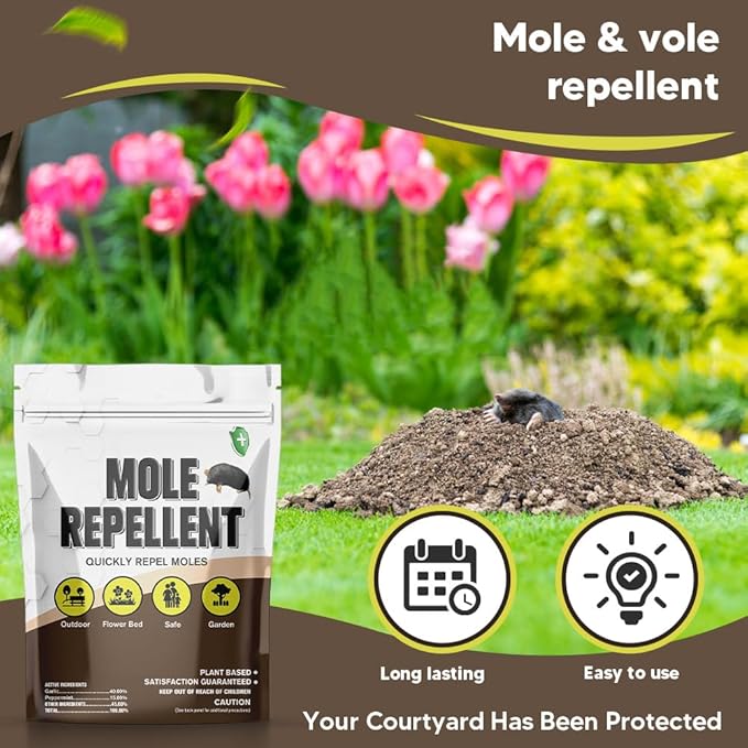 Mole Repellent for Lawns Groundhog Repellent Outdoor Armadillo Repellent Mole Deterrent for Yard Vole Repellent Outdoor Gopher Repellent Safe for Family &amp Pets 8 Packs