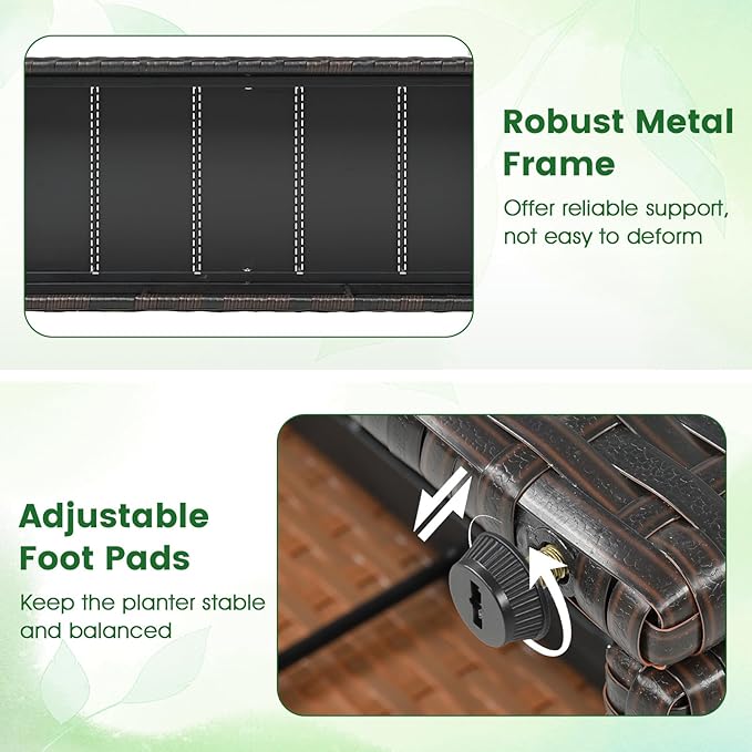 BECOMFORT 58”H Raised Garden Bed with Trellis Tall Wicker Planter Box with Privacy Screen Liner &amp Drainage for Balcony Yard PE Rattan Outdoor Flower Box for Climbing Plants Vegetables &amp Fl