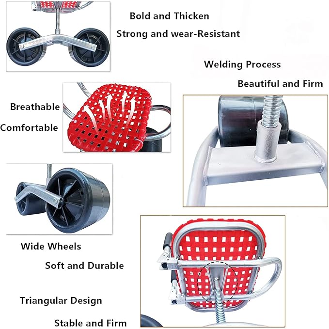 Garden Cart Outdoor Gardening Rolling Work Seat Stool – Comfortable Seat For Painting Cleaning And Car Repair