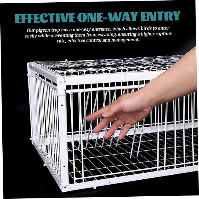 Metal Pigeon Trap with One-Way Entries &amp Skylight Bird Cage for Farms &amp Gardens/16x12x10 Inch