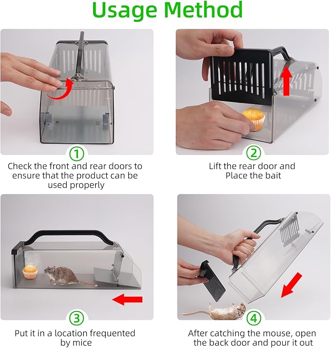 2026 Humane Mouse Trap Indoor Animal Humane Live Cage TrapSensitive Pedal TriggerExtended Transparent Humanes Rat Trap OutdoorEasy to Catch&ampRelease Live Animal Trap for RodentMoleVoleMiceSh