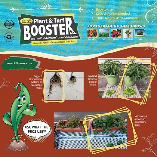 Nature's Wonder Plant &amp Turf Booster 30 oz | Organic Soil Conditioner &amp Root Booster for Plants - Concentrated Liquid Biostimulant with Fulvic Humic Acid for Plants Potting Soil Flowers &am