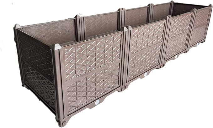 Generic Rectangular Raised Garden Bed Kit Indoor Outdoor Plastic Planter Grow Box for Fresh Vegetables Herbs Flowers Succulents Brown 61.41'' x 15.35'' x 14.17''