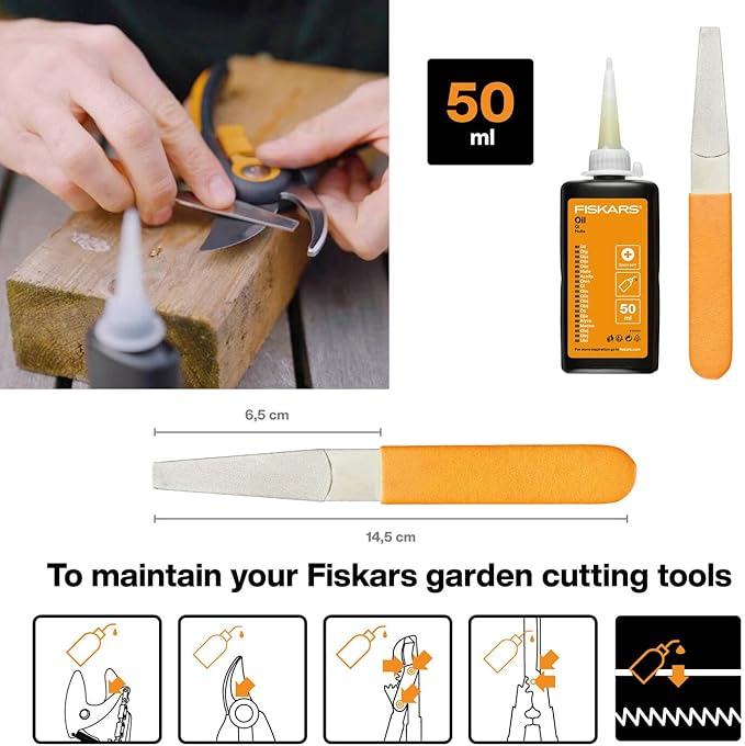 Fiskars Maintenance Kit For Garden Cutting Tools with Diamond File Oil and Care Instructions 1001640 Standard 11 x 7 x 3 cm