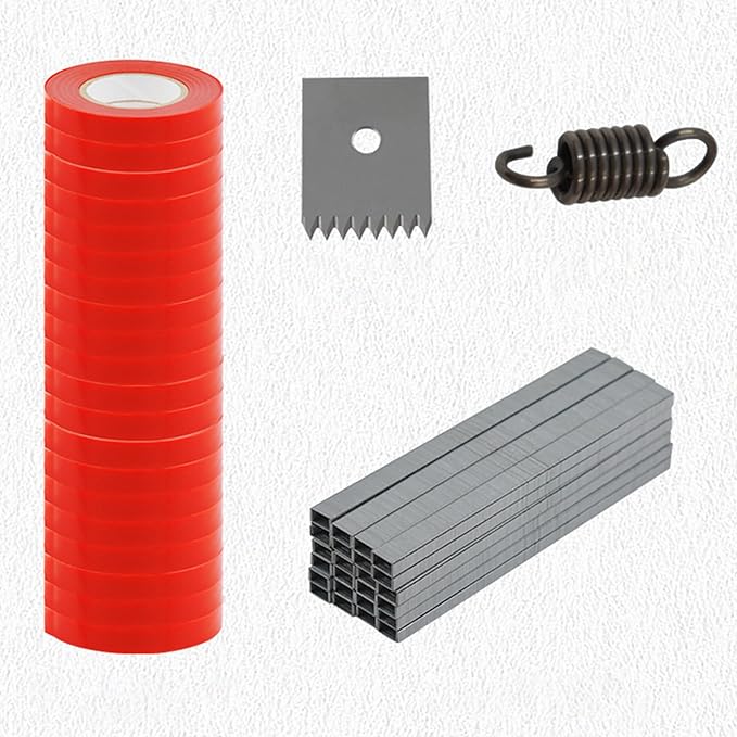 Plant Tying Machine Tool Set Lightweight Vining Tying Tool for Binding Vines for Tomatoes Cucumbers Peppers Eggplants &amp Gardening Includes 10000pcs Staples &amp 20 Rolls of Tape (Red)