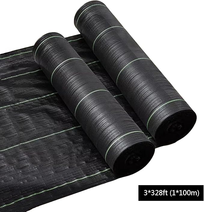 Weed Control Membrane Breathable Weed Barrier Fabric Porous Weed Membrane Trimmable Weed Barrier Perfect for Gardens Patios Flower Beds Landscaping(1 * 100m)