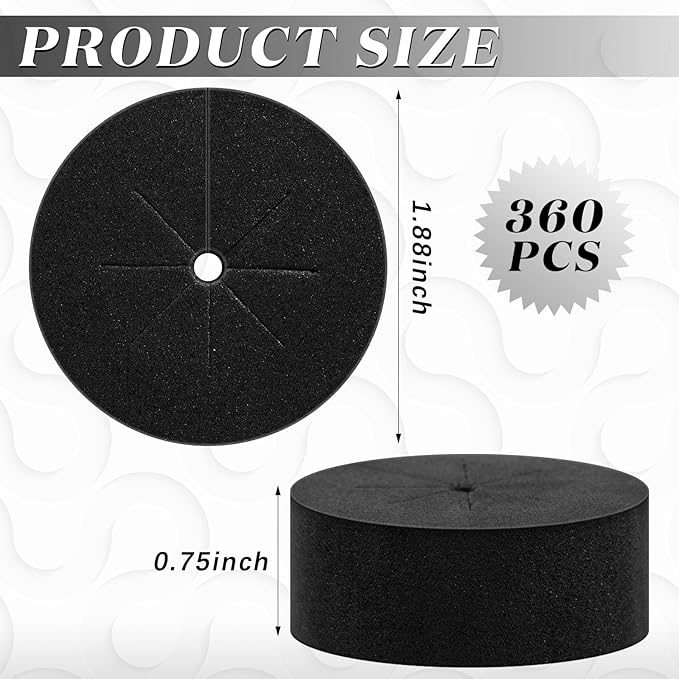 Lallisa 360 Pcs Clone Collars 2 Inch Foam Inserts for Hydroponic Cloning Machines Fits 2 Net Pots Reusable Collars for Hydroponics Plant Germination in DIY Cloner and Clone Machines (Black)