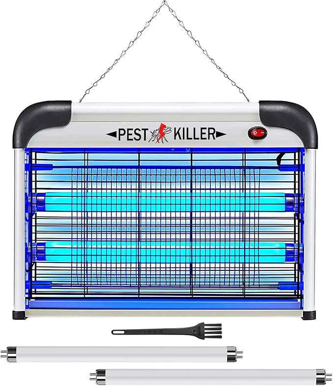 Indoor Bug Zapper Plug-in Electric Mosquito Zapper Fly Killer Powerful 20W Flying Insect Mosquito Repellent Lamp Bug Light Trap Catcher for Gnat Fruit Fly Moth Pest Control w/ 2 Replacement Bulbs