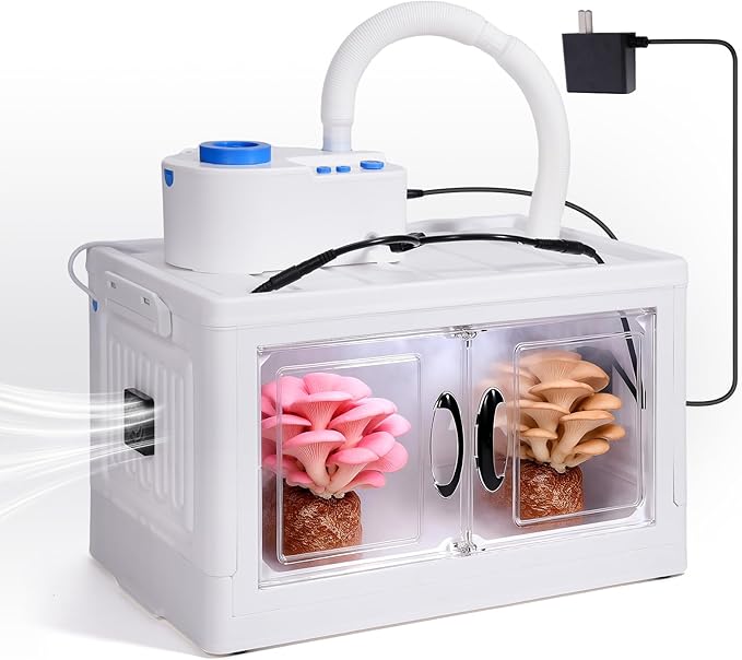 Indoor Mushroom Growing Kit Mushroom Cultivation Equipment Includes Humidity Control Air Circulation Fans and Mushroom Grow Box