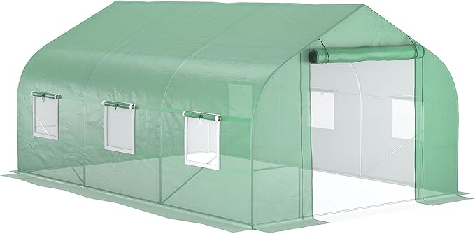 11.5' x 10' Walk-in Greenhouse for Outdoor Use – Heavy Duty Galvanized Steel Frame PE Cover with UV Protection Zippered Mesh Door &amp 6 Ventilation Windows