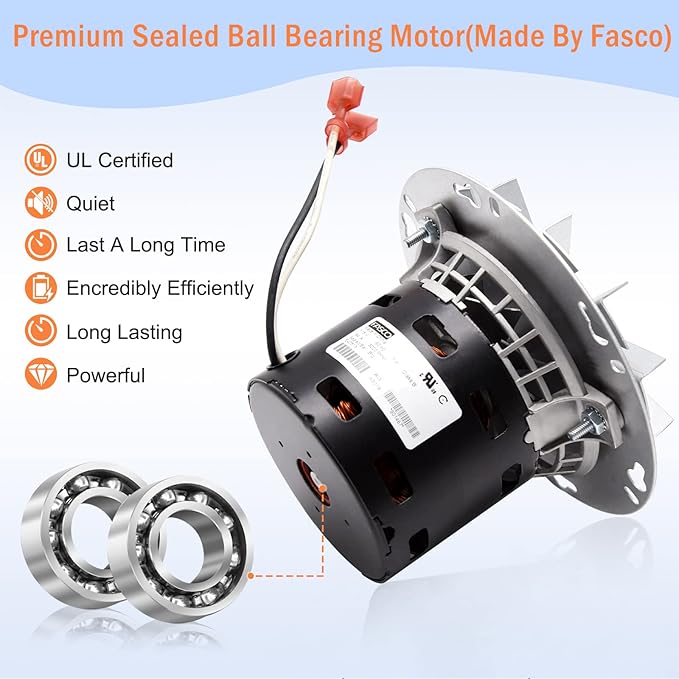 Criditpid Replacement PU-076002B Combustion Exhaust Blower Motor for Englander 25-PDVC 55-SHP10 25-PDV Pellet Stoves.