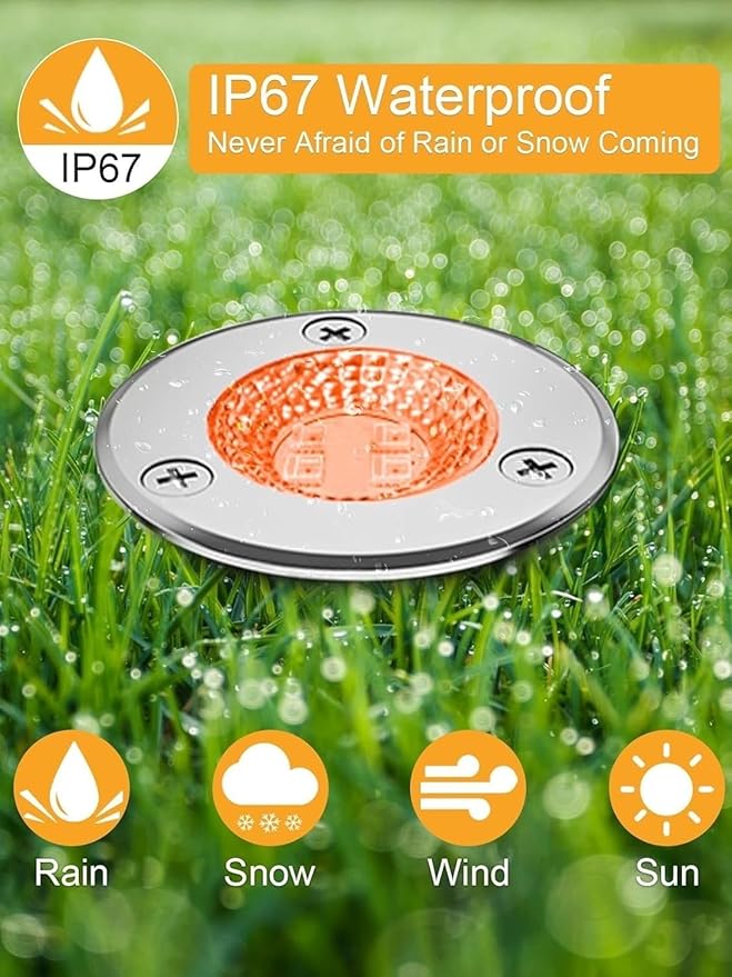 4PCS LED Landscape Lights - Outdoor Buried Lamp 3W LED Ground Recessed Spotlight 12V-24V RGB Ground Spot Lights IP65 Garden Recessed Floor Lamp Spotlight Led Light(3W(12V))