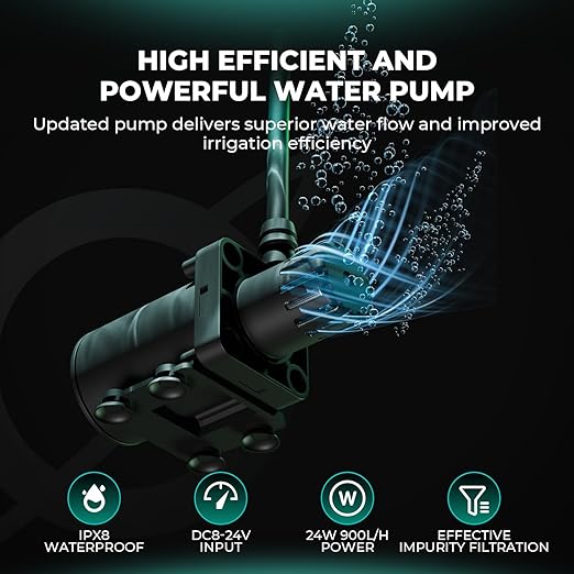 MARS HYDRO Auto Drip Irrigation Kits with 13 Gallon Foldable Bucket 24W Upgraded Water Pump 8 Drip Emitters Garden Watering System for Grow Tent Indoor Lawn Greenhouse Yard