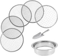 Stainless Steel Soil Sieve Stainless Steel Soil Sieve Interchangeable Meshes Set Garden Filter with 9.45inch Diameter for Sand Rocks