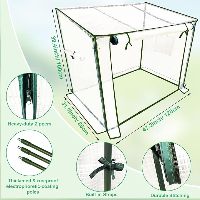 Mini Greenhouse Outdoor Molicoci Portable Green House 47.2 x31.5x47.2 Inch Waterproof UV-Resistant Heavy Duty Greenhouses with Durable PE Cover Use in Indoor &amp Outdoor for Seedling Plants Flower