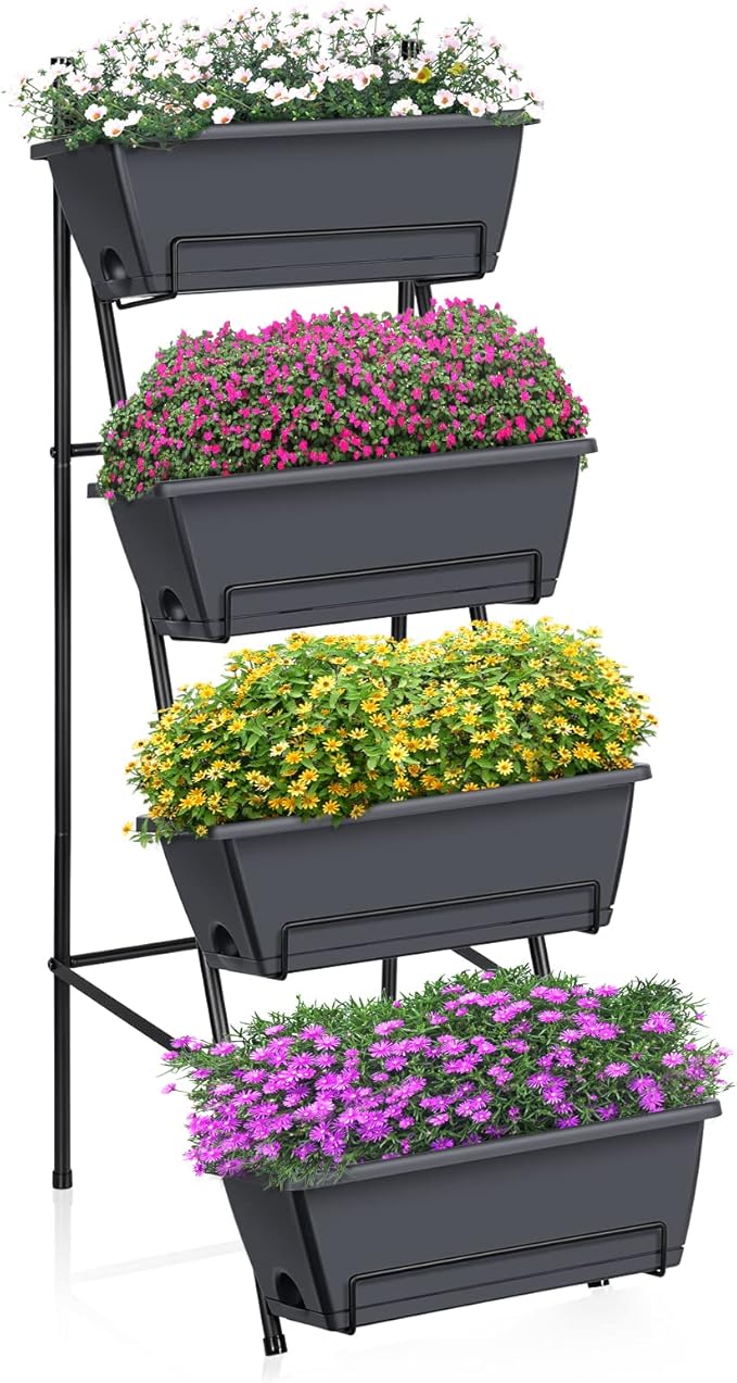 OYEAL Railing Planter Box 3 Tier Vertical Window Boxes Planter Raised Garden Bed