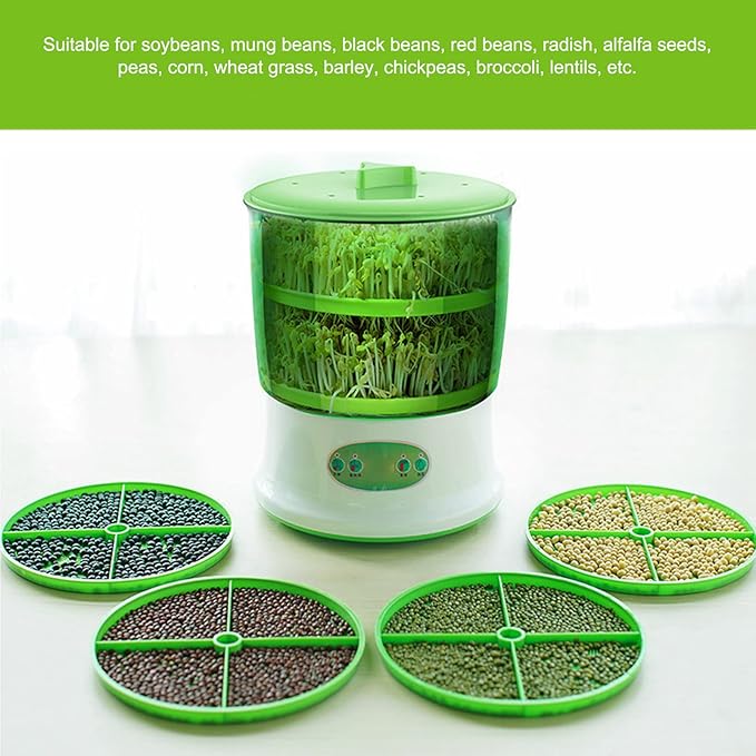 Bean Sprouts Machine Large Capacity Germination Kits Food Grade 360 Degrees Sprayer Widely Used Bean Sprouts Yoghurt Natto Grow Kit(110V U.S. Regulation)