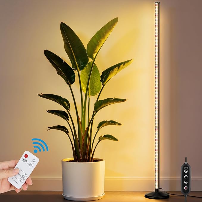 BlumWay 65 Inch Grow Lights for Indoor Plants36W660nm+3000K+6000K 336 LEDs Full Spectrum LED Standing Plant Lights with 2 Timers and 10 Level Dimming Detachable Plant Growing Lamps for Greenhouse