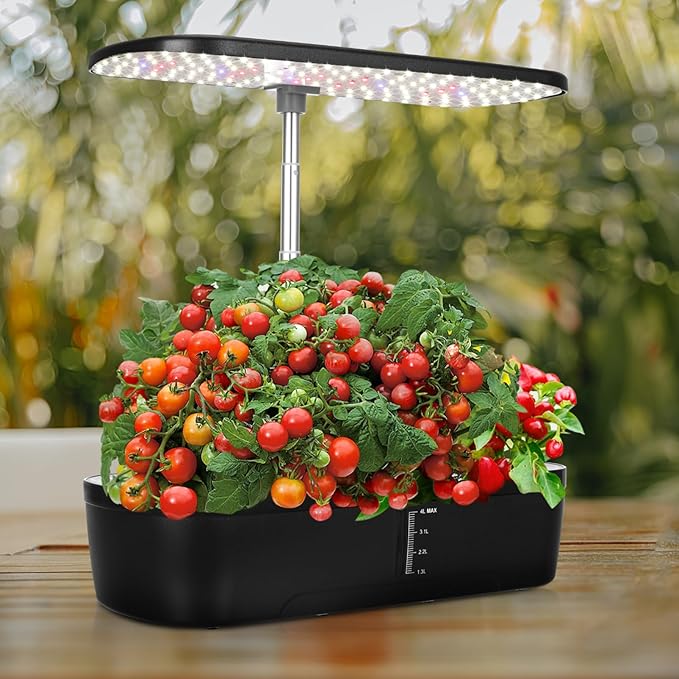 Indoor Herb Garden Kit Hydroponic Plant Growing System with 12 Pots Led Grow Lights for Germination Perfect for Home Small Apartment