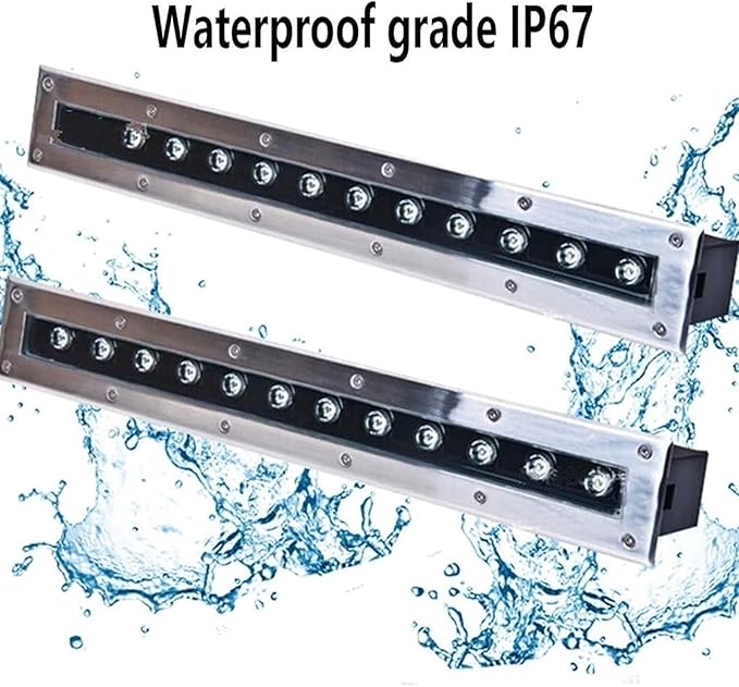Outdoor Buried Lights - LED Landscape Lights AC Embedded Rectangle Floor Lamp Ip67 ?Waterproof Ultra-Thin Spotlight Garden Backyard Patio Step Walkway Ground Light EBlue-12W-600MM