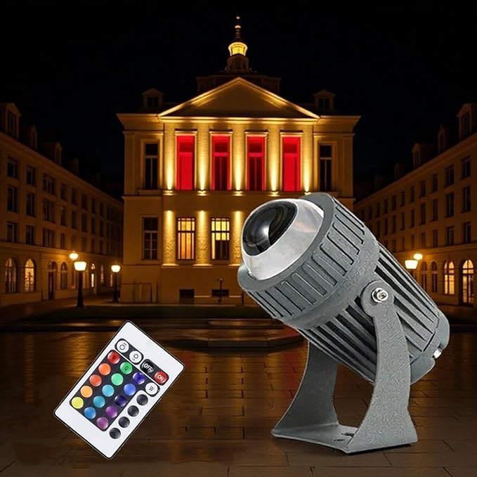 Landscape Lights - Led Spot Lights AC85-265V Led Beam Light Outdoor Wall Lamp Landscape Lighting Ip65 Waterproof Narrow Beam Spotlight 180° Adjustable Bracket Ground Light(RGB+Remote)