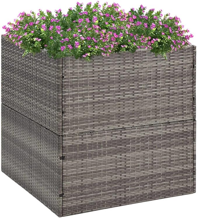 Garden PlanterIndustrial Rustic PlantersVegetable PlantersPlant Privacy FenceBackyard Raised BedsHerb Plantersfor PlantingPatioOutdoorYard DecorationGray 31.5x31.5x31.5 Poly Rattan