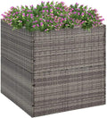 Outdoor Raised Garden Bed Planter Box Wicker Garden Planter Raised Garden Boxes for Vegetables Flowers Herbs Gray 31.5x31.5x31.5 Poly Rattan-508