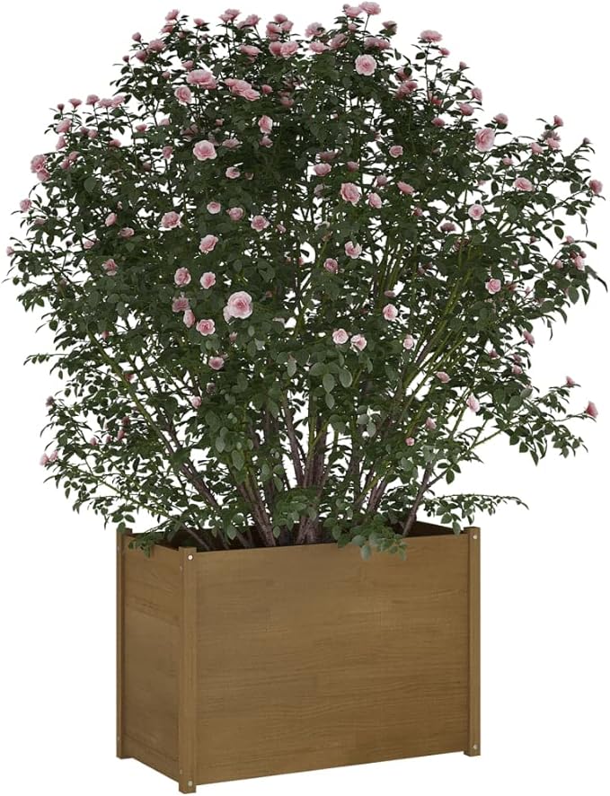 Raised Garden Bed Garden Planter Box Planter Raised Bed Wood Planter Box Grow Vegetable Flower Herb Gardening Honey Brown 39.4x19.7x27.6 Solid Wood Pine