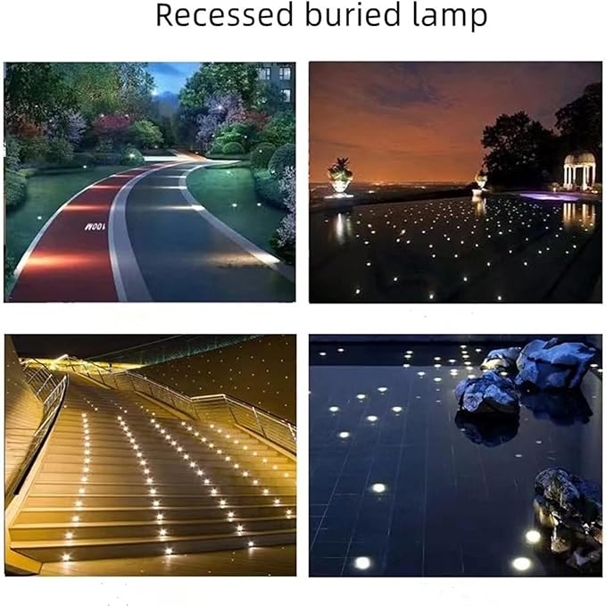Outdoor Recessed Spotlight LED Light - 1W Waterproof Round Landscape Light with 30° Beam Angle Ideal for Stairs Decks Gardens and Swimming Pools