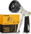 FANHAO Heavy Duty Garden Hose Nozzle 100% Metal Water Nozzle with 8 Adjustable Spray Patterns High Pressure Hose Sprayer with Non-Slip Grip for Watering Plants &amp Lawns Washing Cars &amp Pets -