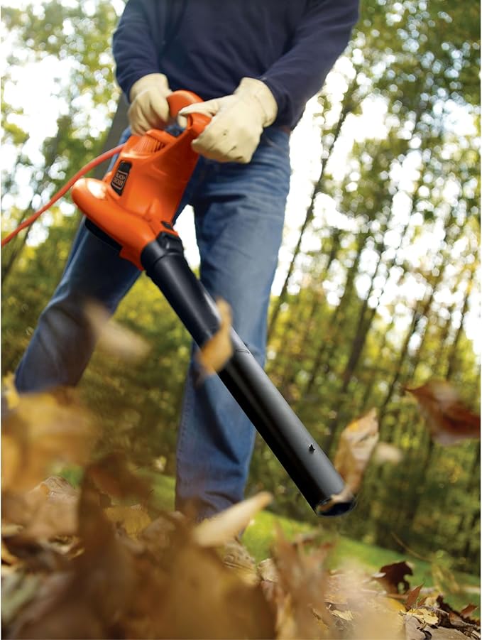 BLACK+DECKER 3-in-1 Electric Leaf Blower Leaf Vacuum/Mulcher Up to 250 MPH Premium Disposable System Corded 12-Amp Handheld Lightweight Corded Electric Combo (BV6600)