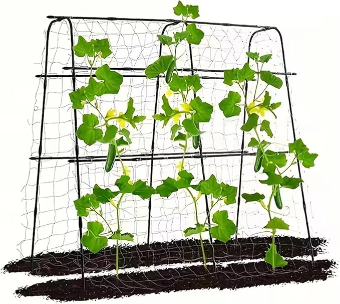 Plant Climbers Cucumber Trellis with Climbing Net &amp Detachable Support Cucumber Trellis for Garden for Towel Gourd Grape Pea Cucumber Tomato(4 Arches(120cm*160cm))