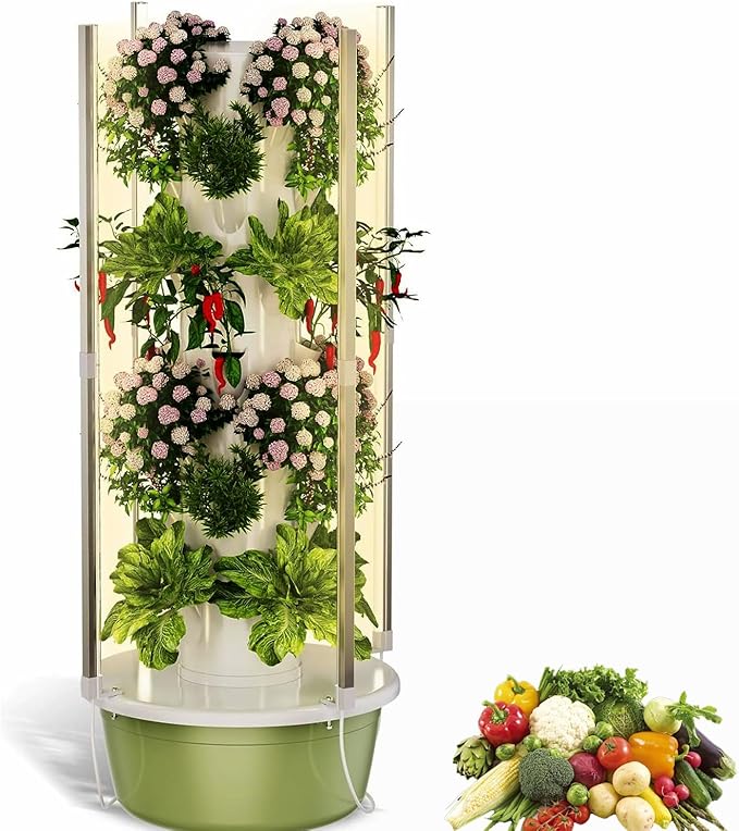 Hydroponics Growing KitsHydroponics Tower with Led Grow LightDIY Tower Hydroponic Growing System Indoor Soilless Vegetable Planting Hydroponic System 7layers