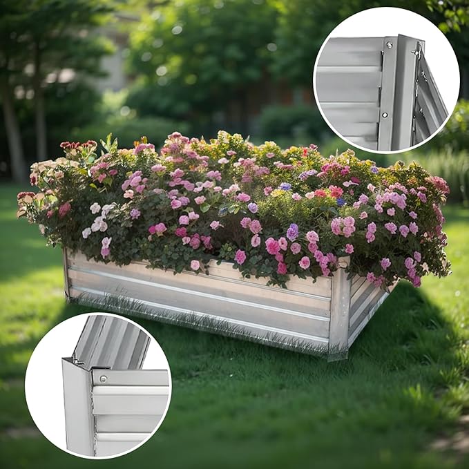 Raised Garden BedGalvanized Raised Beds for Gardening11X3FT Outdoor Metal Raised Bed Planter Boxes Kit for VegetablesFlowers Herbs