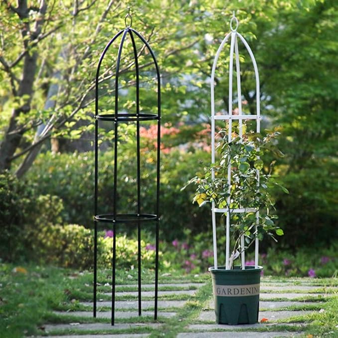 Garden Trellis for Climbing Plants Tower Obelisk Garden TrellisEuropean Iron Flower StandTall Plant Support Vine Supports Plant TowerOutdoor Flower Garden Support Rack (Medium
