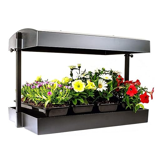 SunBlaster Grow Light Garden with 2 Strip Lights &amp T5 Reflectors + Gaia Green All Purpose Plant Food for Resilient Crop Growth