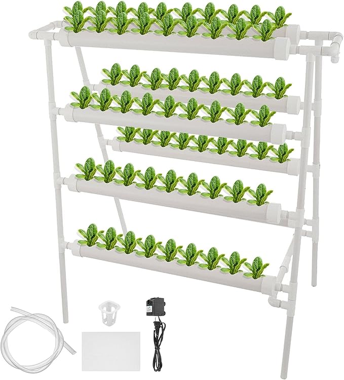 Hydroponic Growing Pipe Kit 36/54/72/90/108 Holes Sites 1 Layers to 4 Layers Planting Sites Grow Box Water Culture System (Color : 1F 6Pipes 54 Sites) (4f 8pipes 72 Sites)