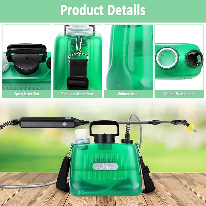 Battery Powered Sprayer 1.35 Gallon Electric Sprayers in Lawn and Garden Sprayer Pump Outdoor Battery Operated for Lawn &amp Garden