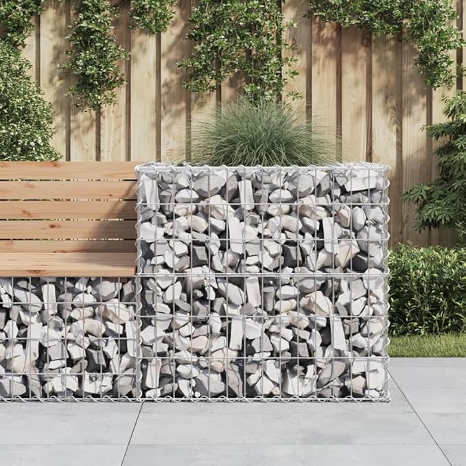 Gabion Basket SilverGardening AccessoriesModern DesignBackyard Raised BedsPatio Raised BedsHerb PlantersFreestanding Plantersfor BalconiesDecksPatioVerandas27.6x27.6x25.6 Galvanized Iron