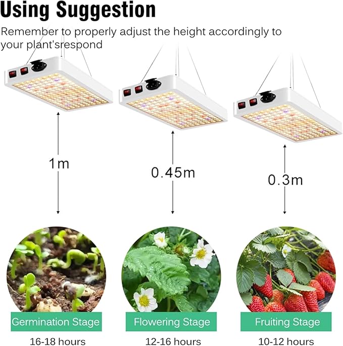 LED Grow Lights for Indoor Plants Full Spectrum Daisy Chain Plant Light with Veg Bloom Double Switch Timer for Indoor Plants Seeding Veg &amp Bloom90W