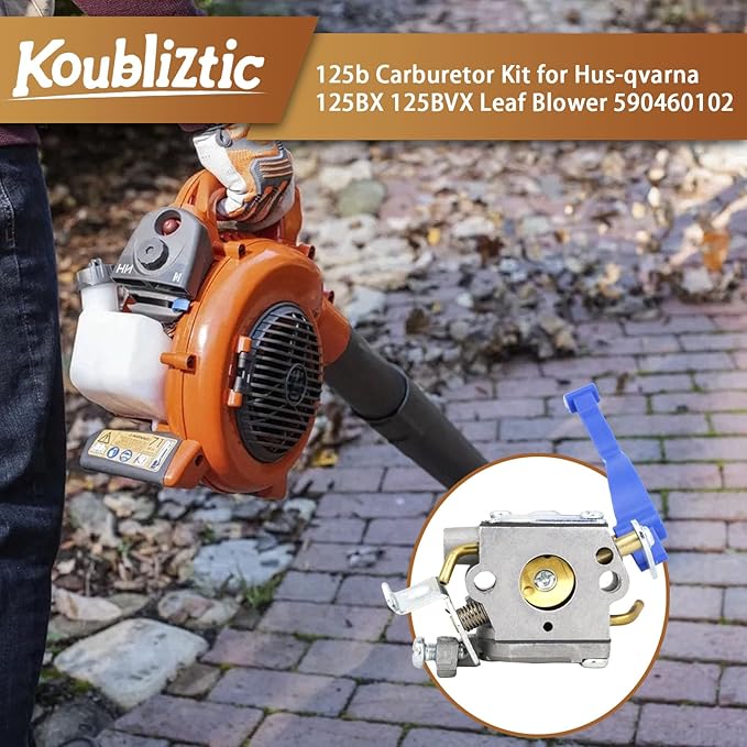 125B Carburetor Tune Up Kit for Husqvarna 590460102 125B 125BV Handheld Leaf Blower Replace for Zama C1Q-W37 -With 125B Ignition Coil